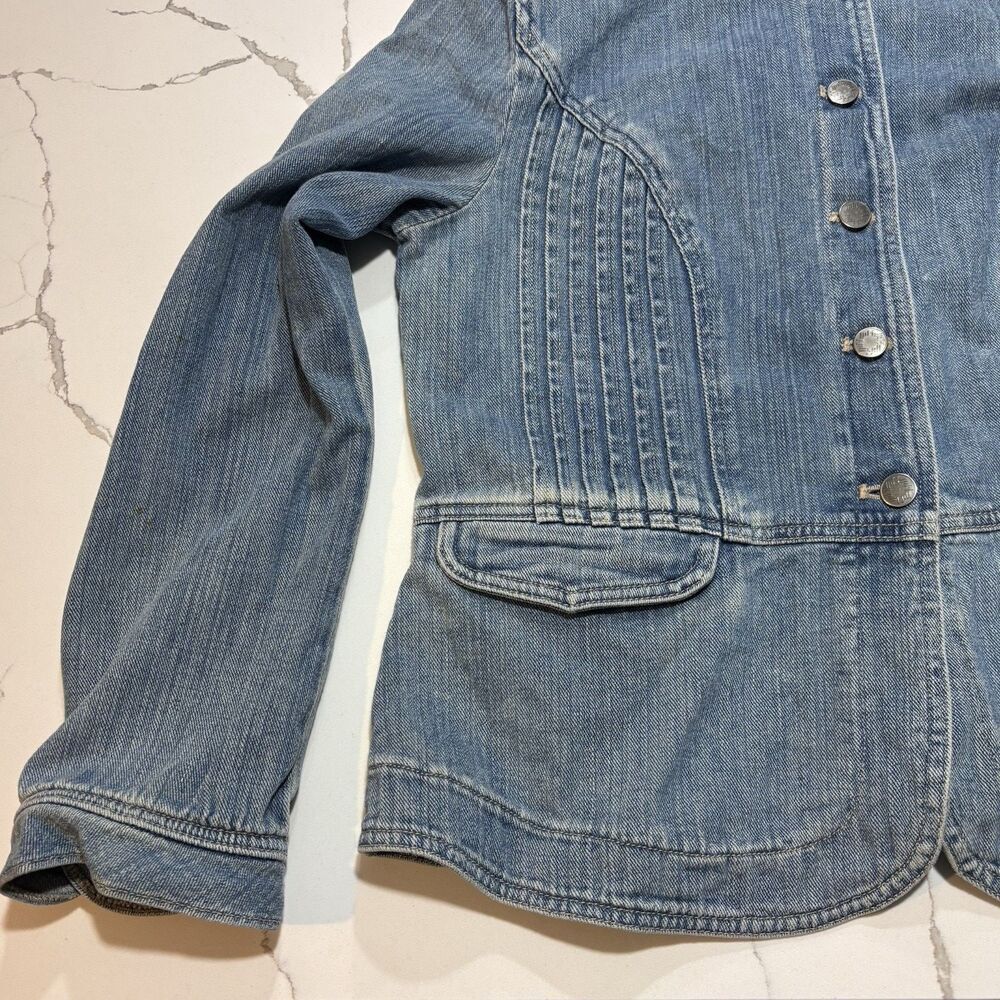 J. JILL VINTAGE Button Down Two Pocket Pleated Classic Blue DENIM JACKET Size M - Picture 8 of 16